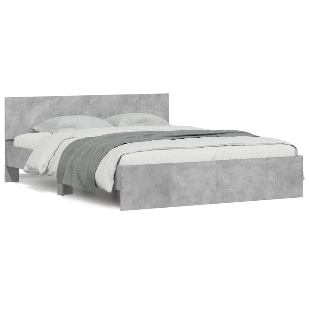 Bedframe met hoofdeinde betongrijs 150x200 cm is nu te koop bij PeponiXL, paradijselijk wonen!