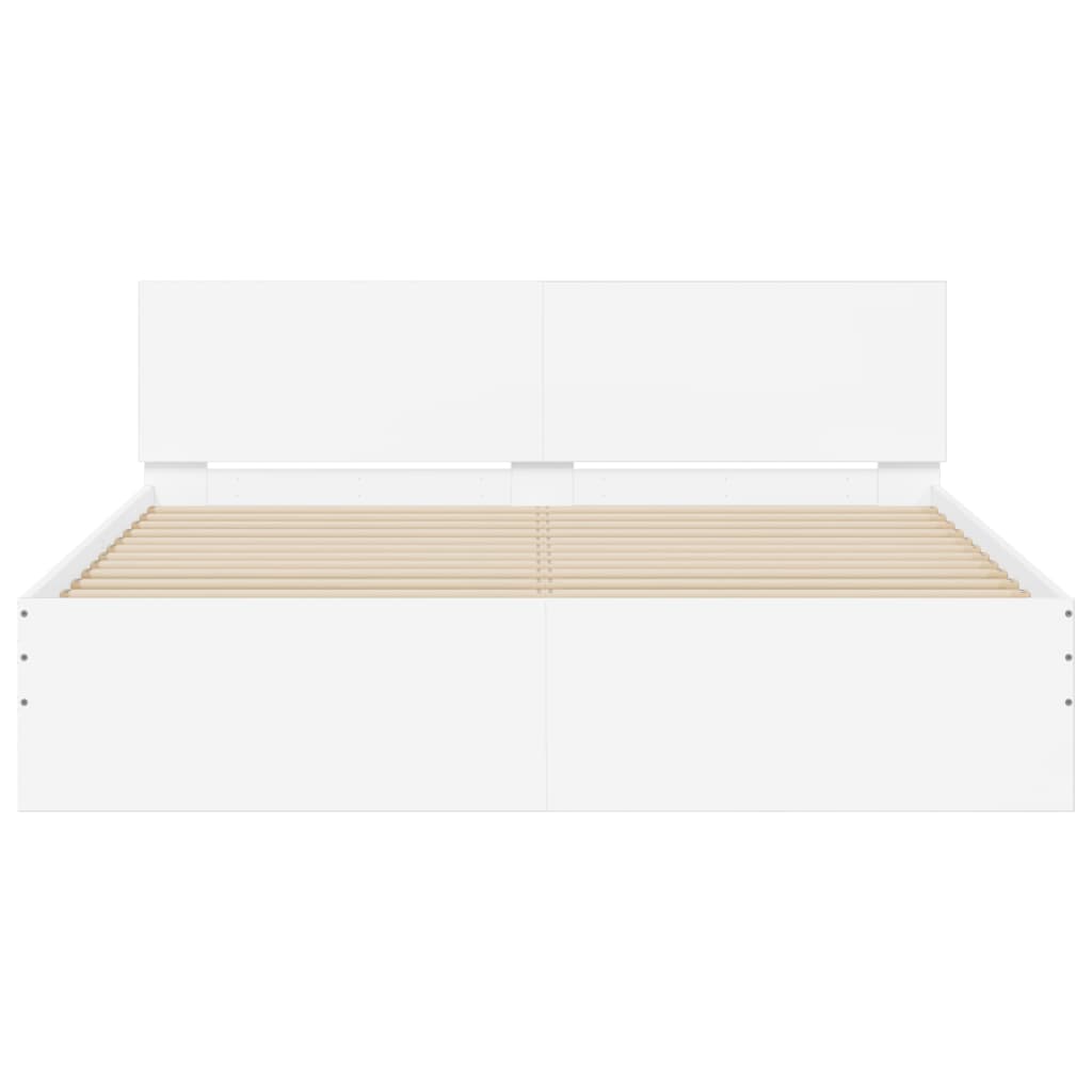 Bedframe met hoofdeinde wit 140x200 cm is nu te koop bij PeponiXL, paradijselijk wonen!
