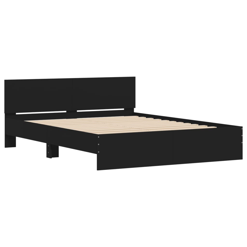 Bedframe met hoofdeinde zwart 140x200 cm is nu te koop bij PeponiXL, paradijselijk wonen!