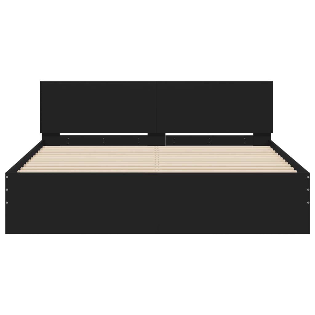 Bedframe met hoofdeinde zwart 140x200 cm is nu te koop bij PeponiXL, paradijselijk wonen!