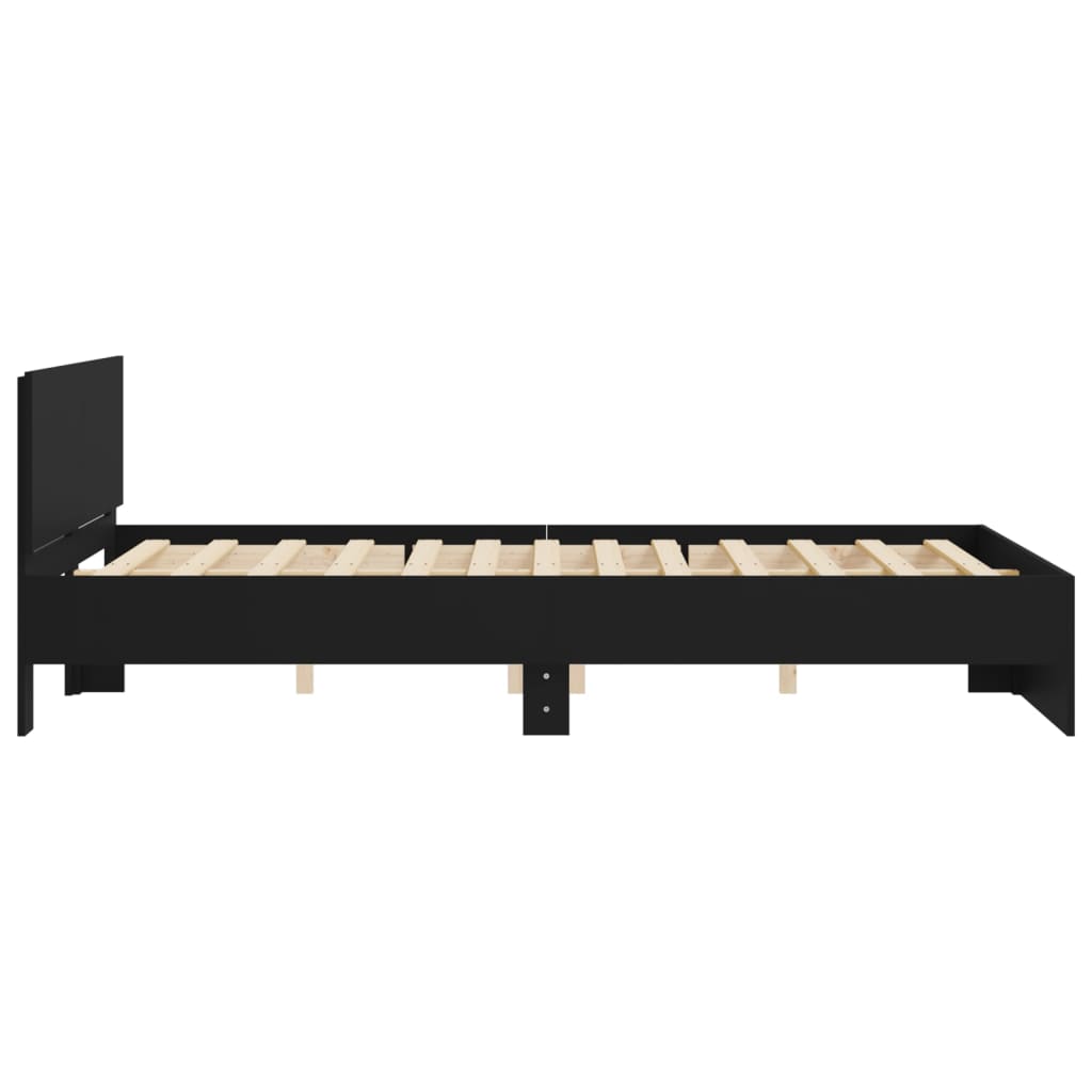 Bedframe met hoofdeinde zwart 140x200 cm is nu te koop bij PeponiXL, paradijselijk wonen!