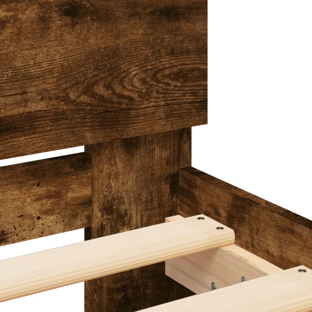 Bedframe met hoofdeinde gerookt eikenkleurig 140x200 cm is nu te koop bij PeponiXL, paradijselijk wonen!