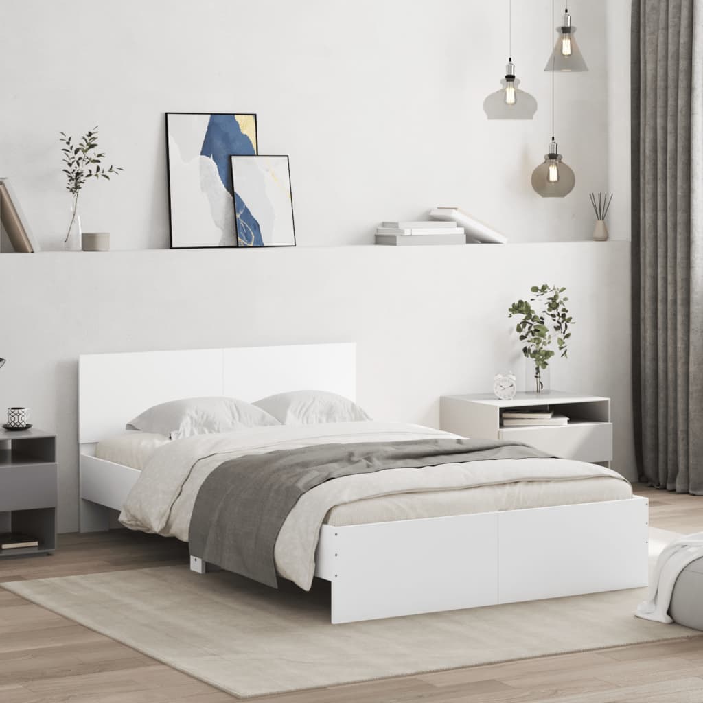Bedframe met hoofdeinde wit 120x200 cm is nu te koop bij PeponiXL, paradijselijk wonen!