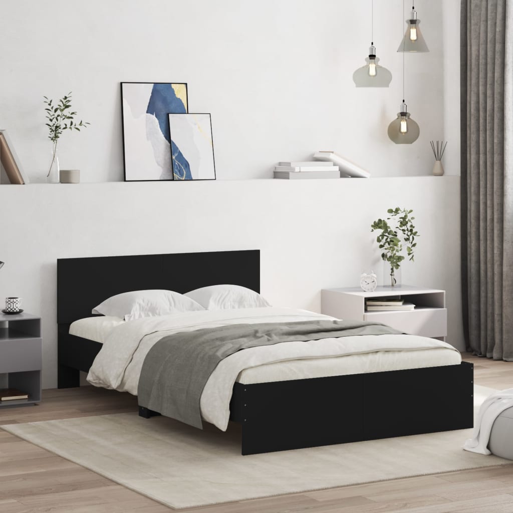 Bedframe met hoofdeinde zwart 120x200 cm is nu te koop bij PeponiXL, paradijselijk wonen!