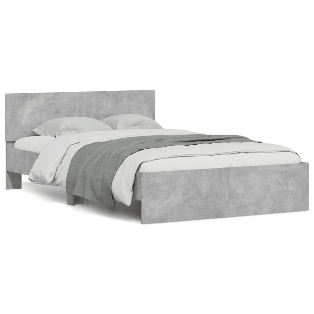 Bedframe met hoofdeinde betongrijs 120x200 cm is nu te koop bij PeponiXL, paradijselijk wonen!