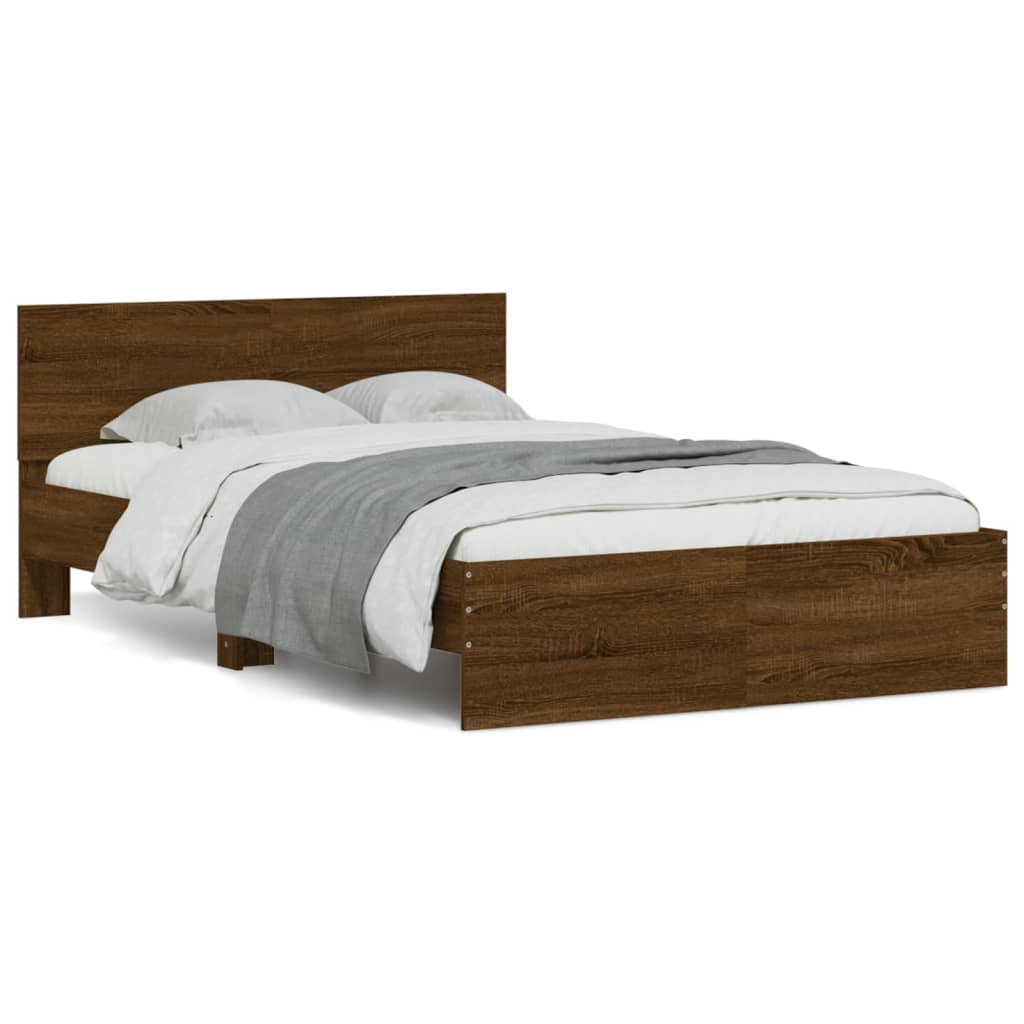 Bedframe met hoofdeinde bruin eikenkleur 120x200 cm is nu te koop bij PeponiXL, paradijselijk wonen!