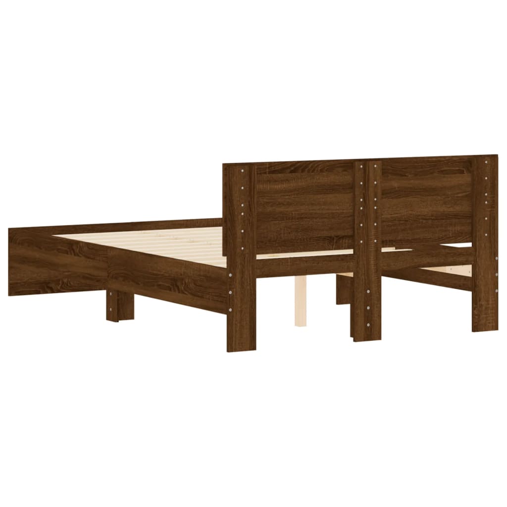 Bedframe met hoofdeinde bruin eikenkleur 120x200 cm is nu te koop bij PeponiXL, paradijselijk wonen!
