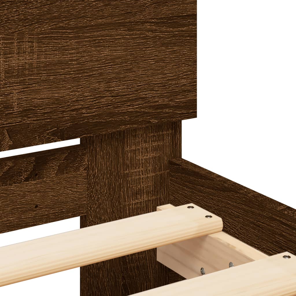 Bedframe met hoofdeinde bruin eikenkleur 120x200 cm is nu te koop bij PeponiXL, paradijselijk wonen!