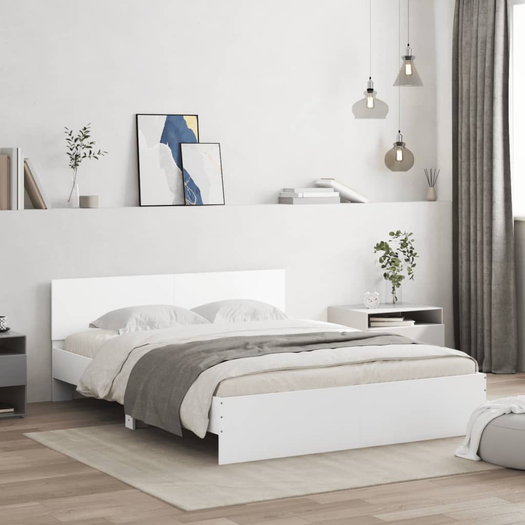 Bedframe met hoofdeinde wit 140x190 cm is nu te koop bij PeponiXL, paradijselijk wonen!