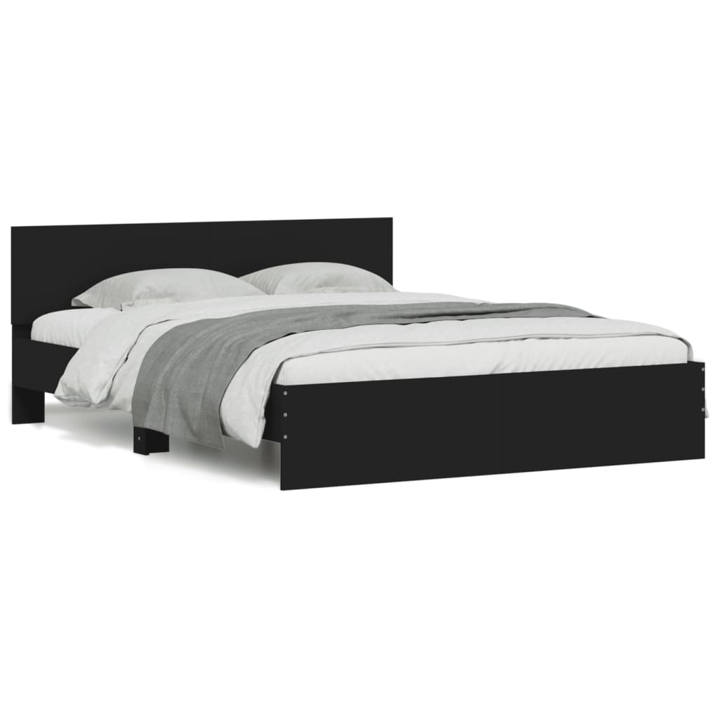 Bedframe met hoofdeinde zwart 140x190 cm is nu te koop bij PeponiXL, paradijselijk wonen!