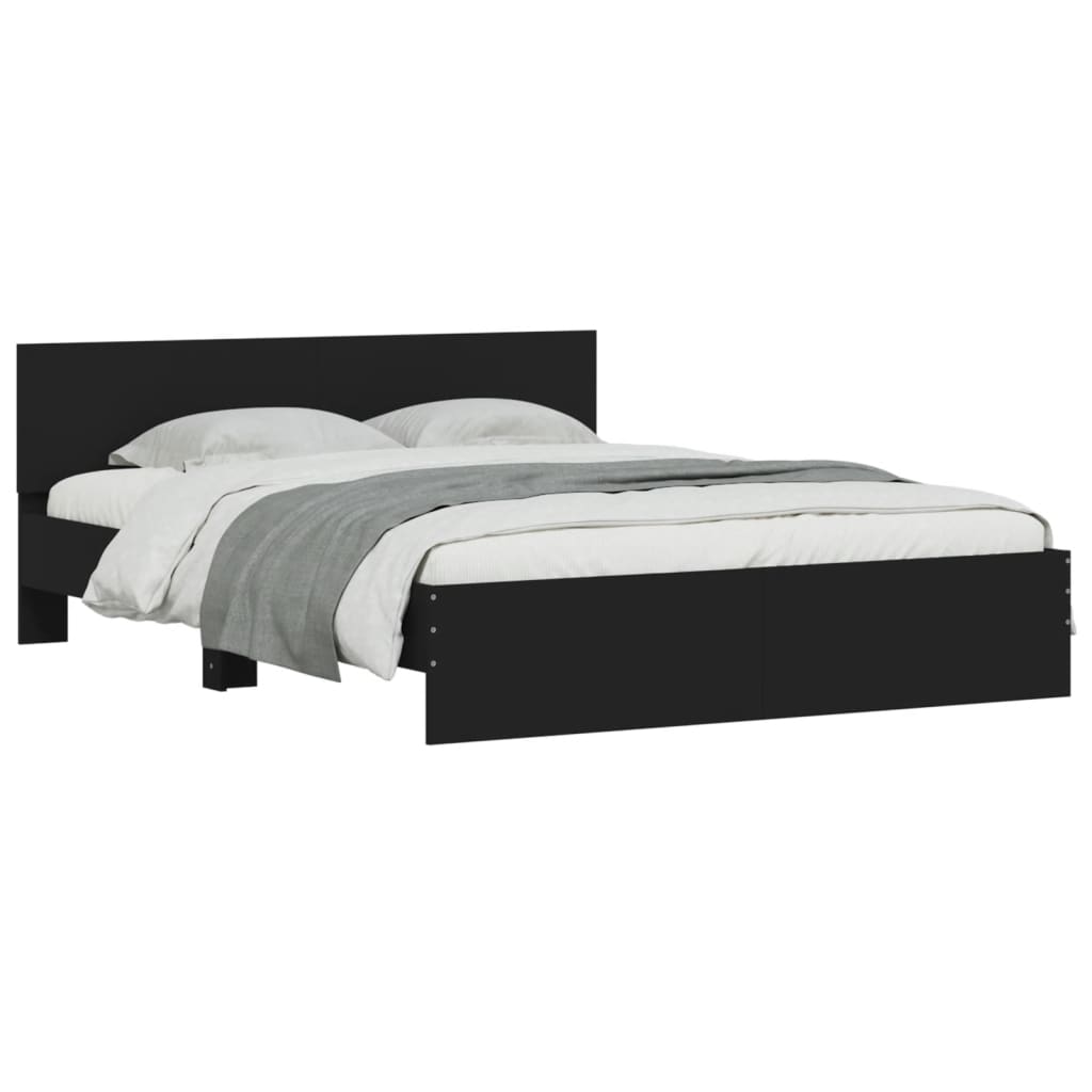 Bedframe met hoofdeinde zwart 140x190 cm is nu te koop bij PeponiXL, paradijselijk wonen!