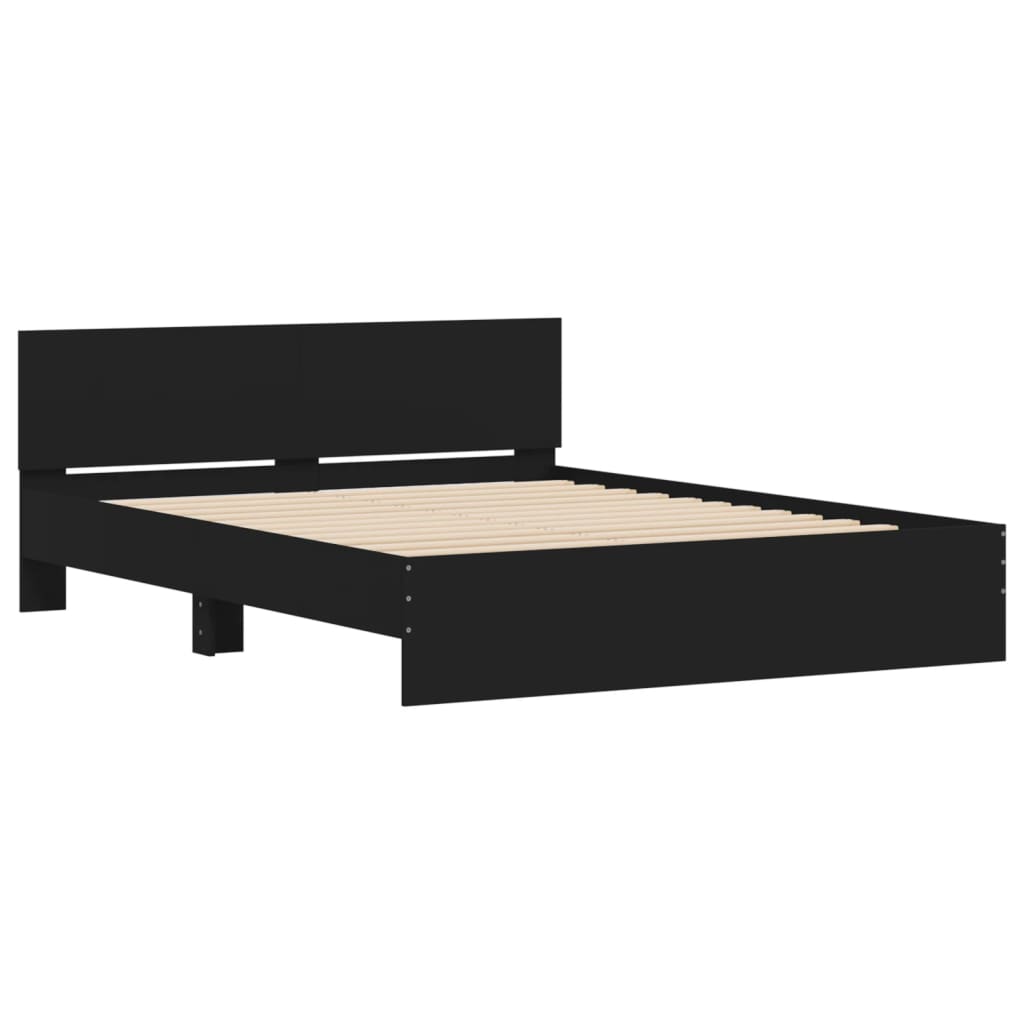 Bedframe met hoofdeinde zwart 140x190 cm is nu te koop bij PeponiXL, paradijselijk wonen!