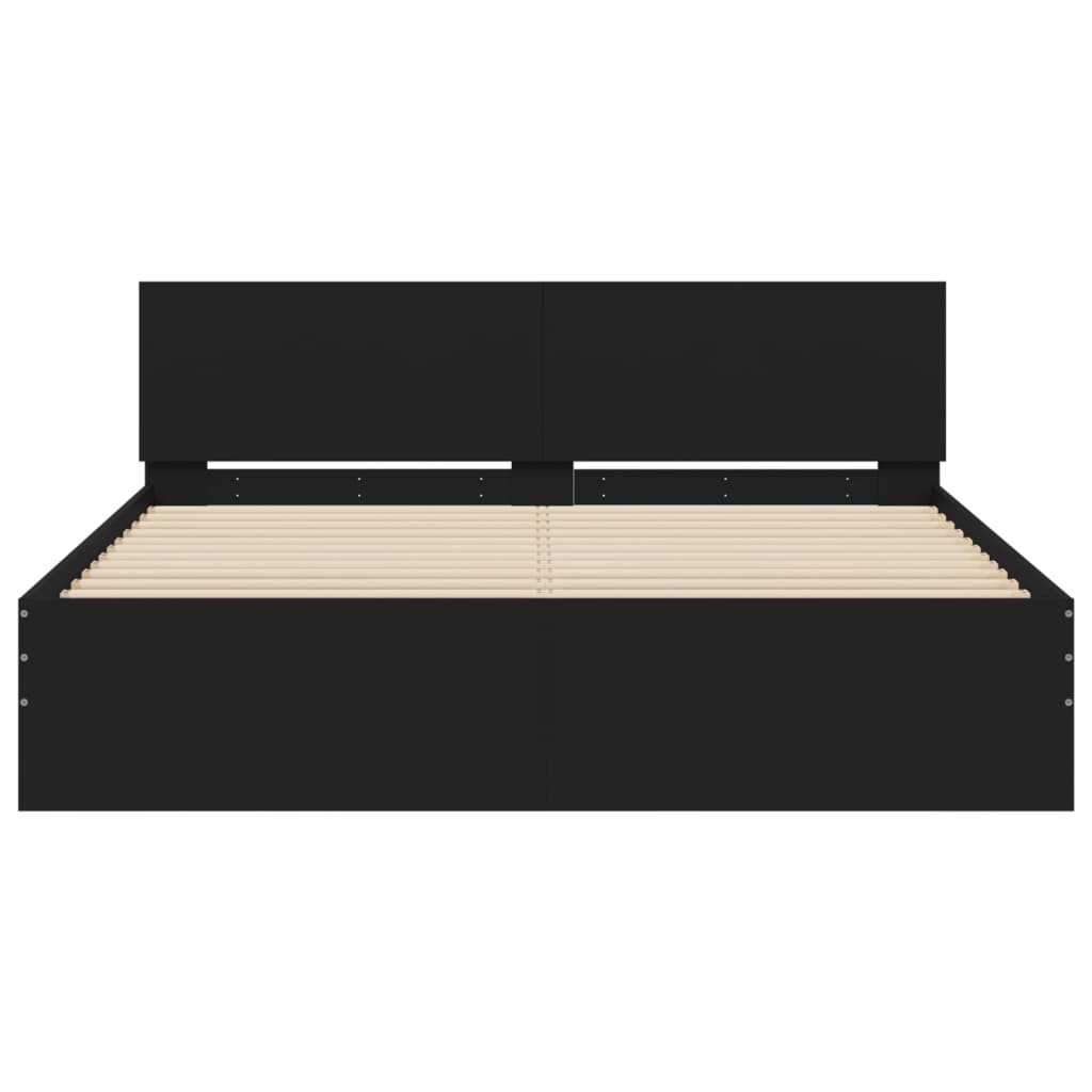 Bedframe met hoofdeinde zwart 140x190 cm is nu te koop bij PeponiXL, paradijselijk wonen!