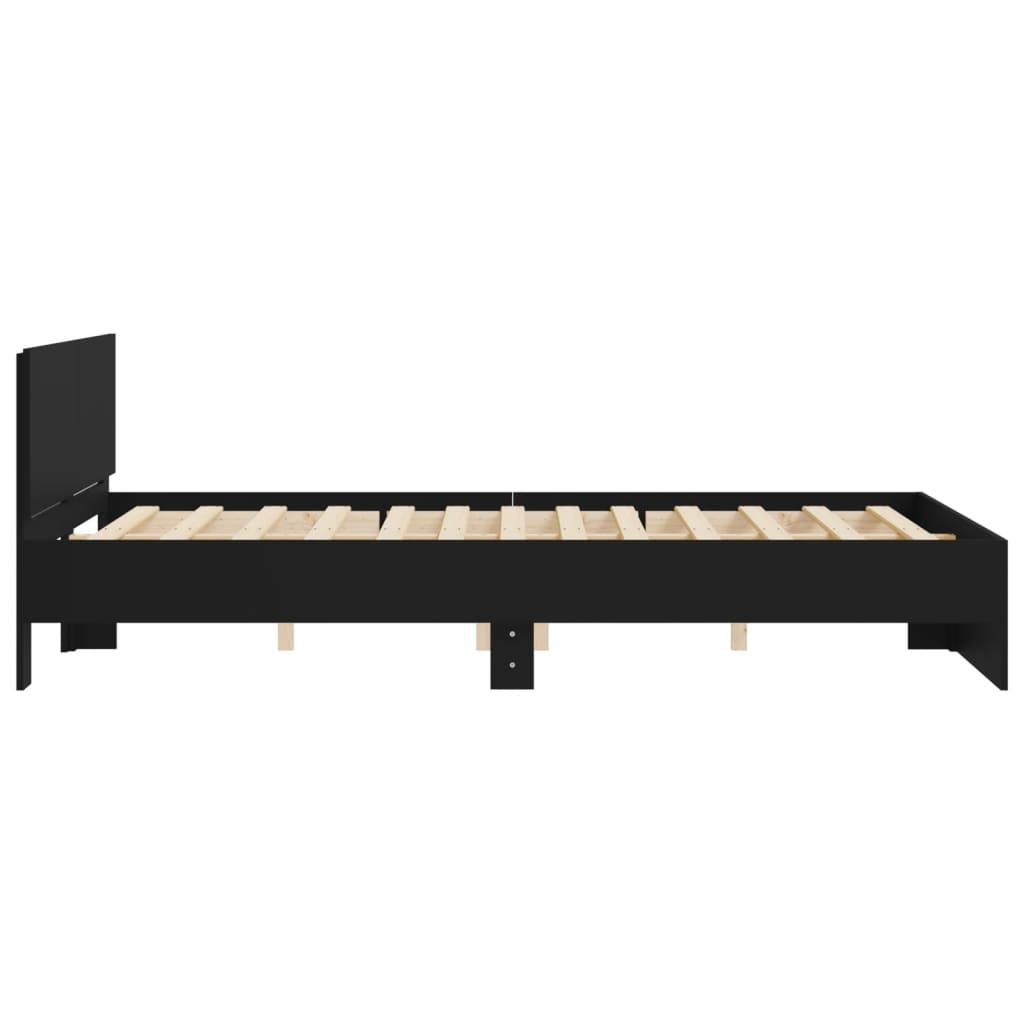 Bedframe met hoofdeinde zwart 140x190 cm is nu te koop bij PeponiXL, paradijselijk wonen!