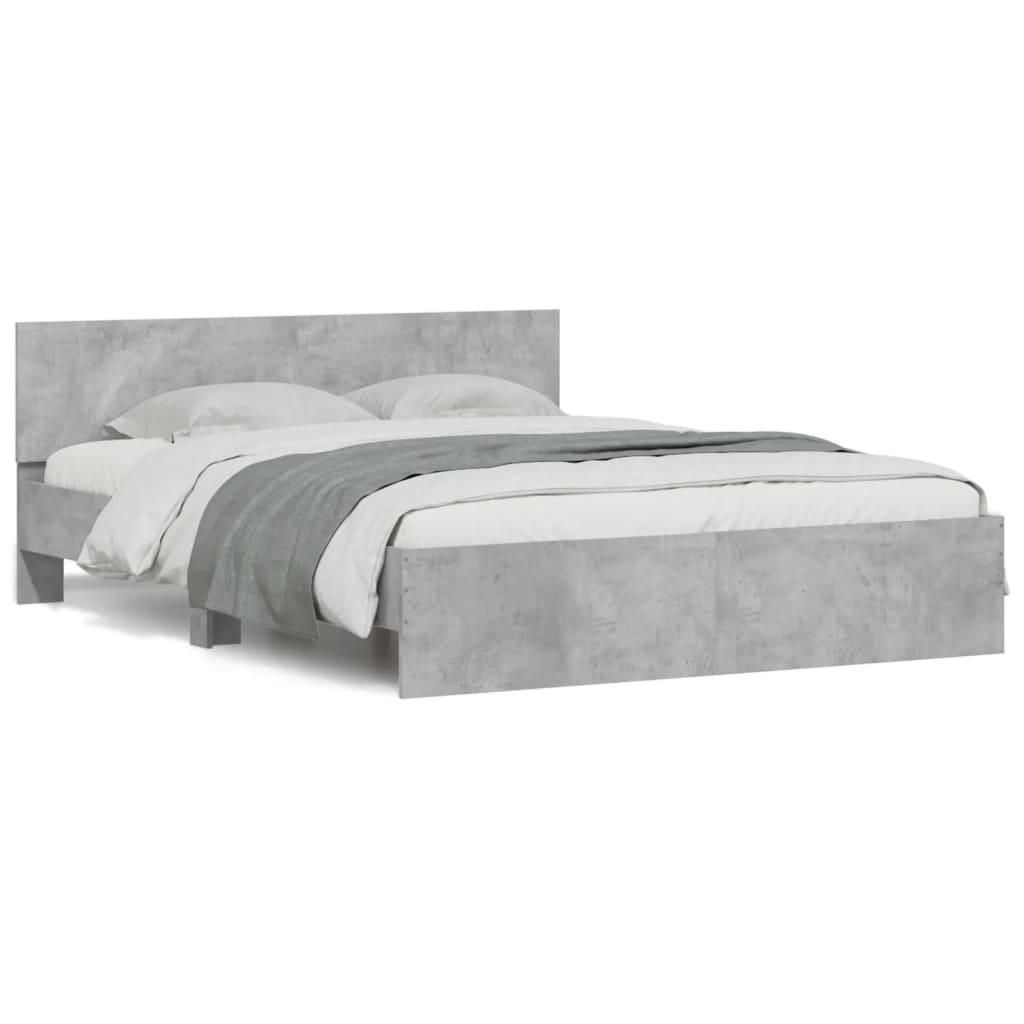 Bedframe met hoofdeinde betongrijs 140x190 cm is nu te koop bij PeponiXL, paradijselijk wonen!