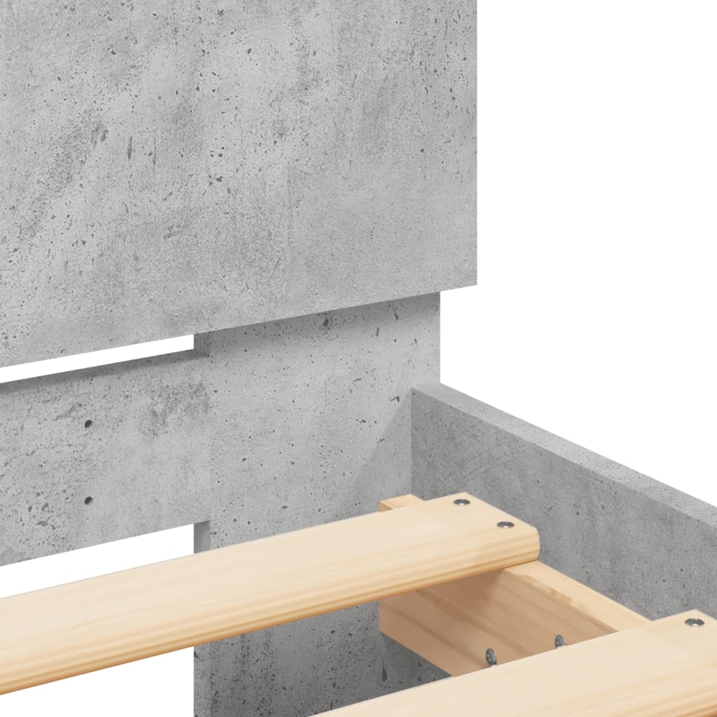 Bedframe met hoofdeinde betongrijs 140x190 cm is nu te koop bij PeponiXL, paradijselijk wonen!