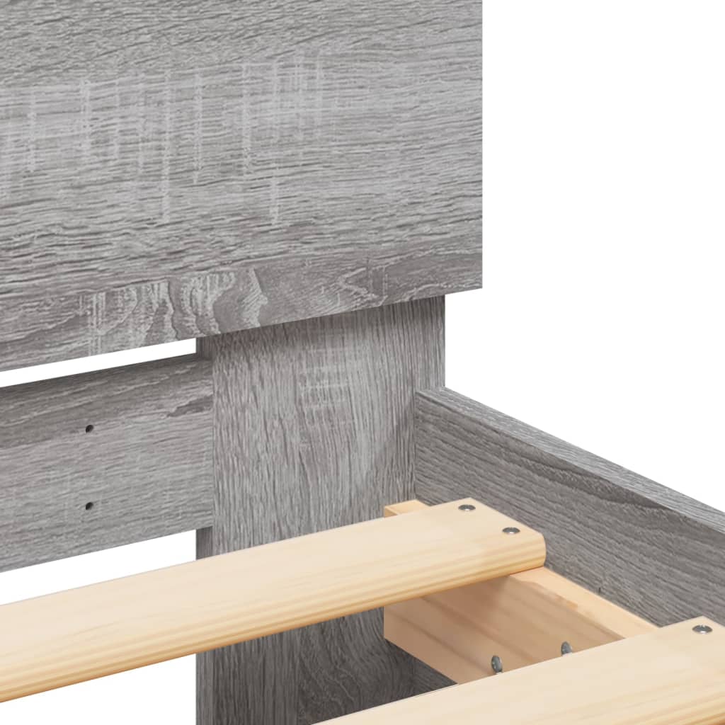 Bedframe met hoofdeinde grijs sonoma eikenkleurig 140x190 cm is nu te koop bij PeponiXL, paradijselijk wonen!