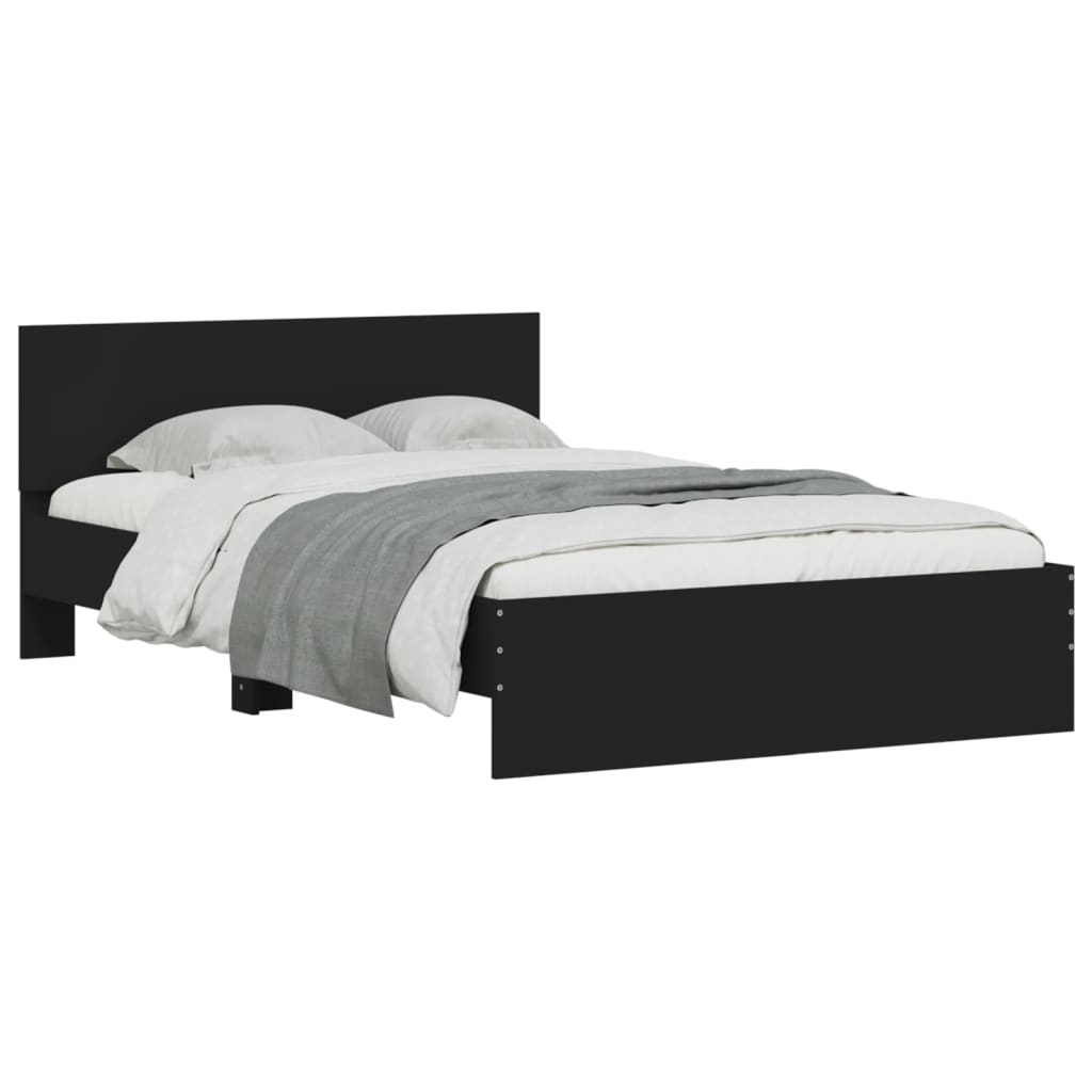 Bedframe met hoofdeinde zwart 135x190 cm is nu te koop bij PeponiXL, paradijselijk wonen!