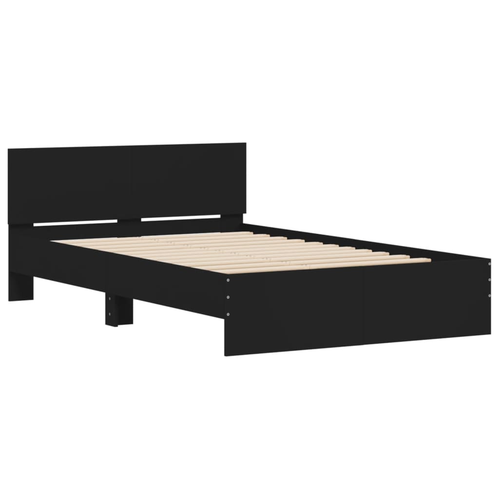 Bedframe met hoofdeinde zwart 135x190 cm is nu te koop bij PeponiXL, paradijselijk wonen!