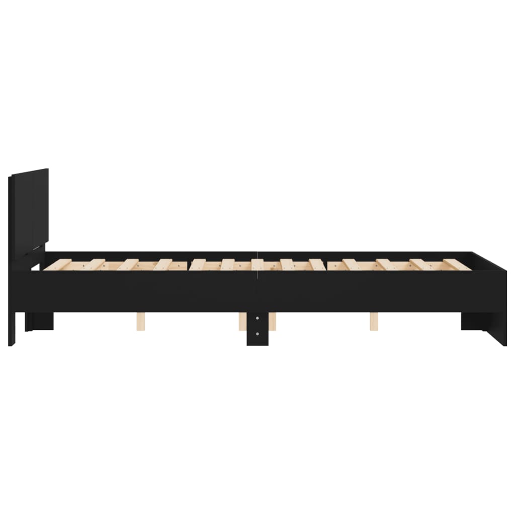 Bedframe met hoofdeinde zwart 135x190 cm is nu te koop bij PeponiXL, paradijselijk wonen!