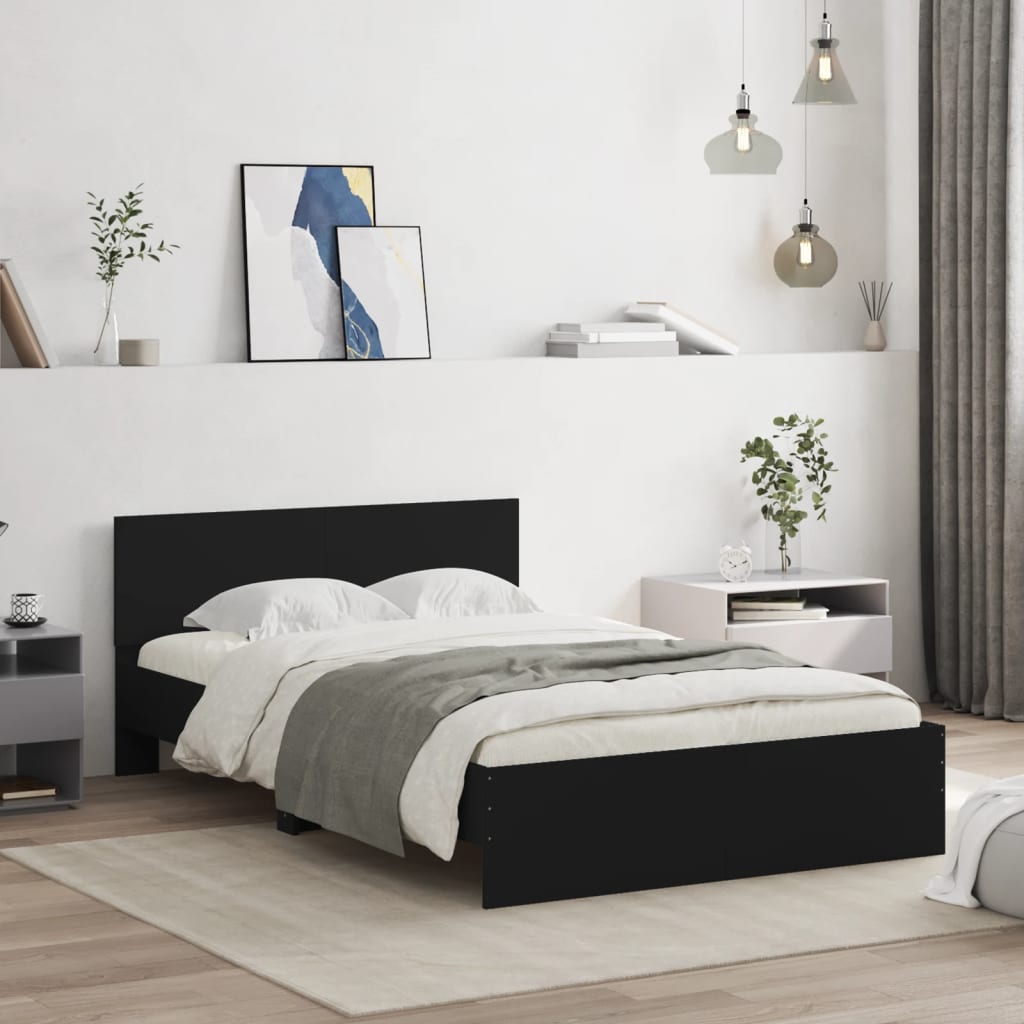 Bedframe met hoofdeinde zwart 135x190 cm is nu te koop bij PeponiXL, paradijselijk wonen!