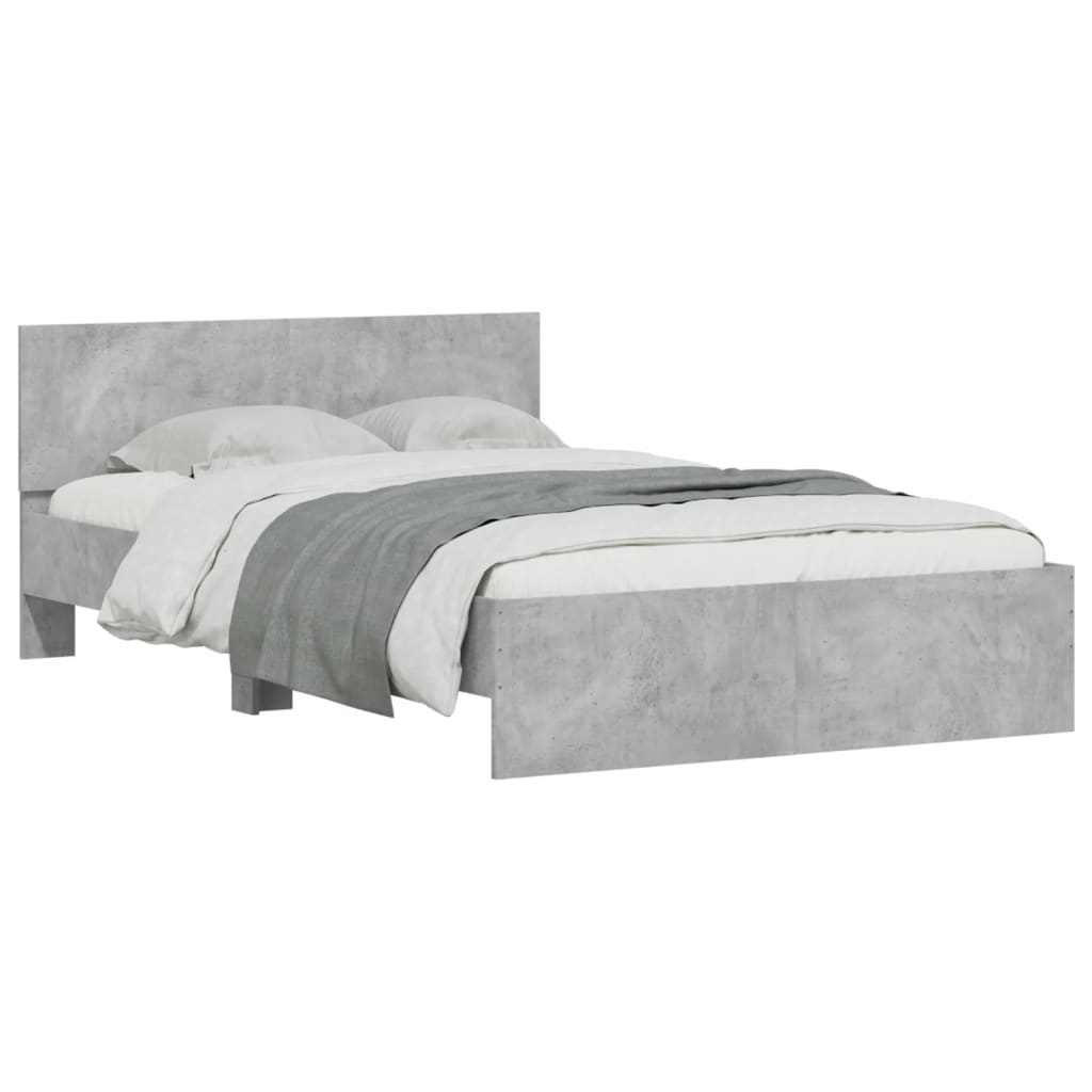 Bedframe met hoofdeinde betongrijs 135x190 cm is nu te koop bij PeponiXL, paradijselijk wonen!