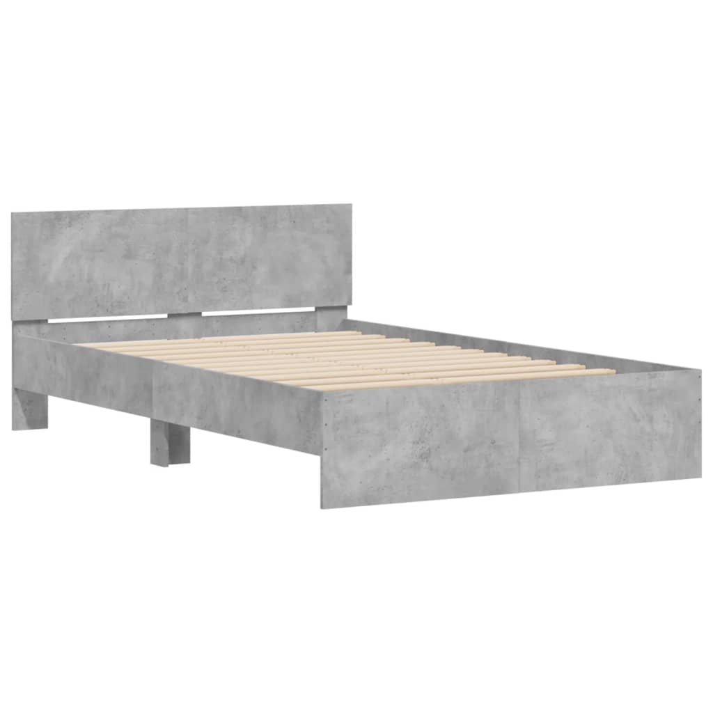 Bedframe met hoofdeinde betongrijs 135x190 cm is nu te koop bij PeponiXL, paradijselijk wonen!