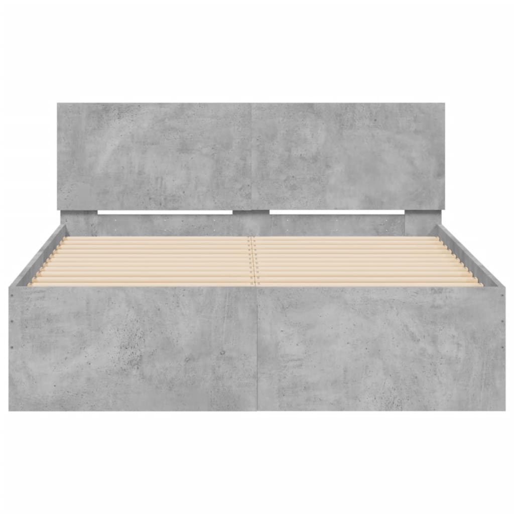 Bedframe met hoofdeinde betongrijs 135x190 cm is nu te koop bij PeponiXL, paradijselijk wonen!