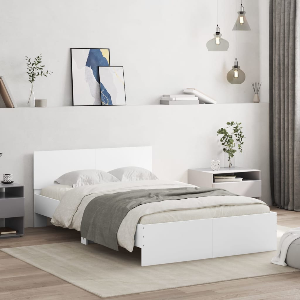 Bedframe met hoofdeinde wit 120x190 cm is nu te koop bij PeponiXL, paradijselijk wonen!