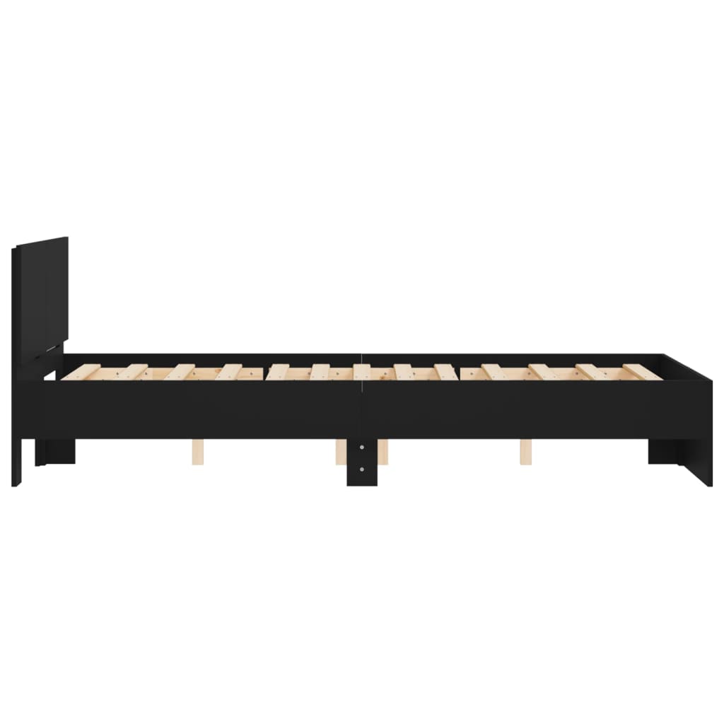 Bedframe met hoofdeinde zwart 120x190 cm is nu te koop bij PeponiXL, paradijselijk wonen!
