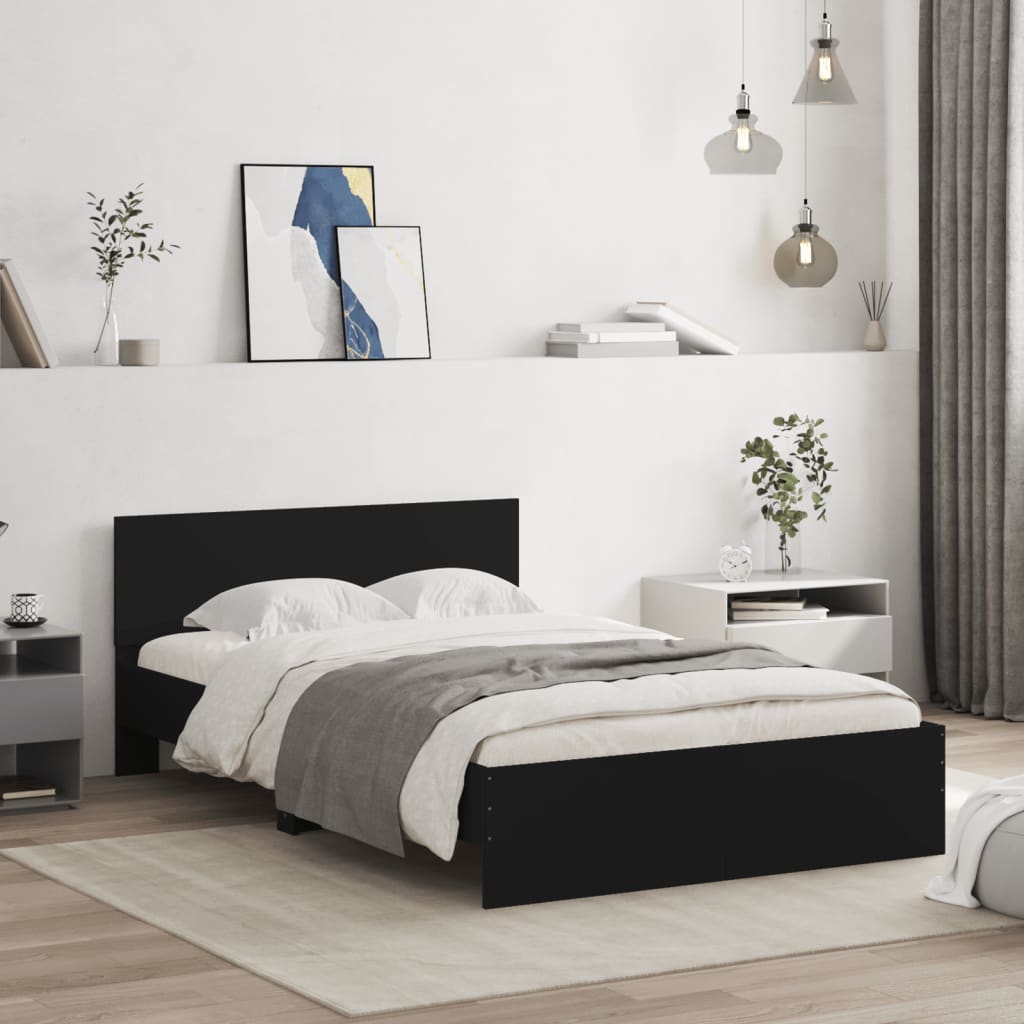 Bedframe met hoofdeinde zwart 120x190 cm is nu te koop bij PeponiXL, paradijselijk wonen!