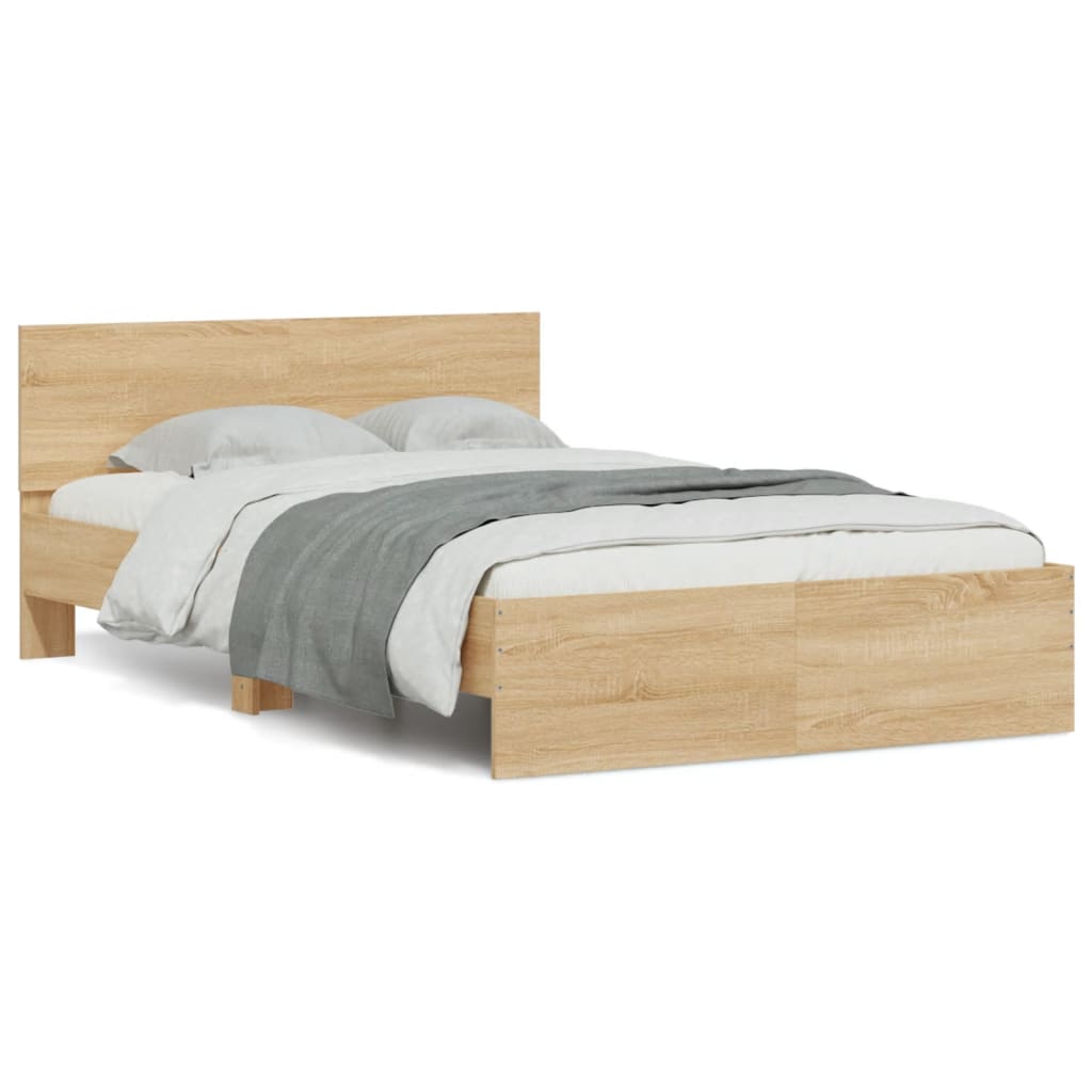 Bedframe met hoofdeinde sonoma eikenkleurig 120x190 cm is nu te koop bij PeponiXL, paradijselijk wonen!