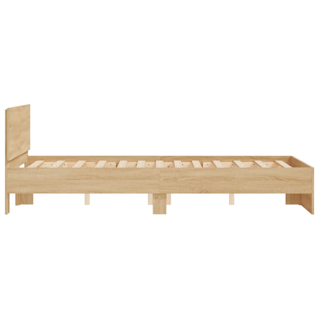Bedframe met hoofdeinde sonoma eikenkleurig 120x190 cm is nu te koop bij PeponiXL, paradijselijk wonen!