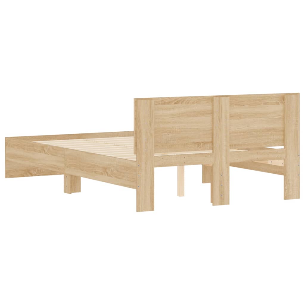 Bedframe met hoofdeinde sonoma eikenkleurig 120x190 cm is nu te koop bij PeponiXL, paradijselijk wonen!