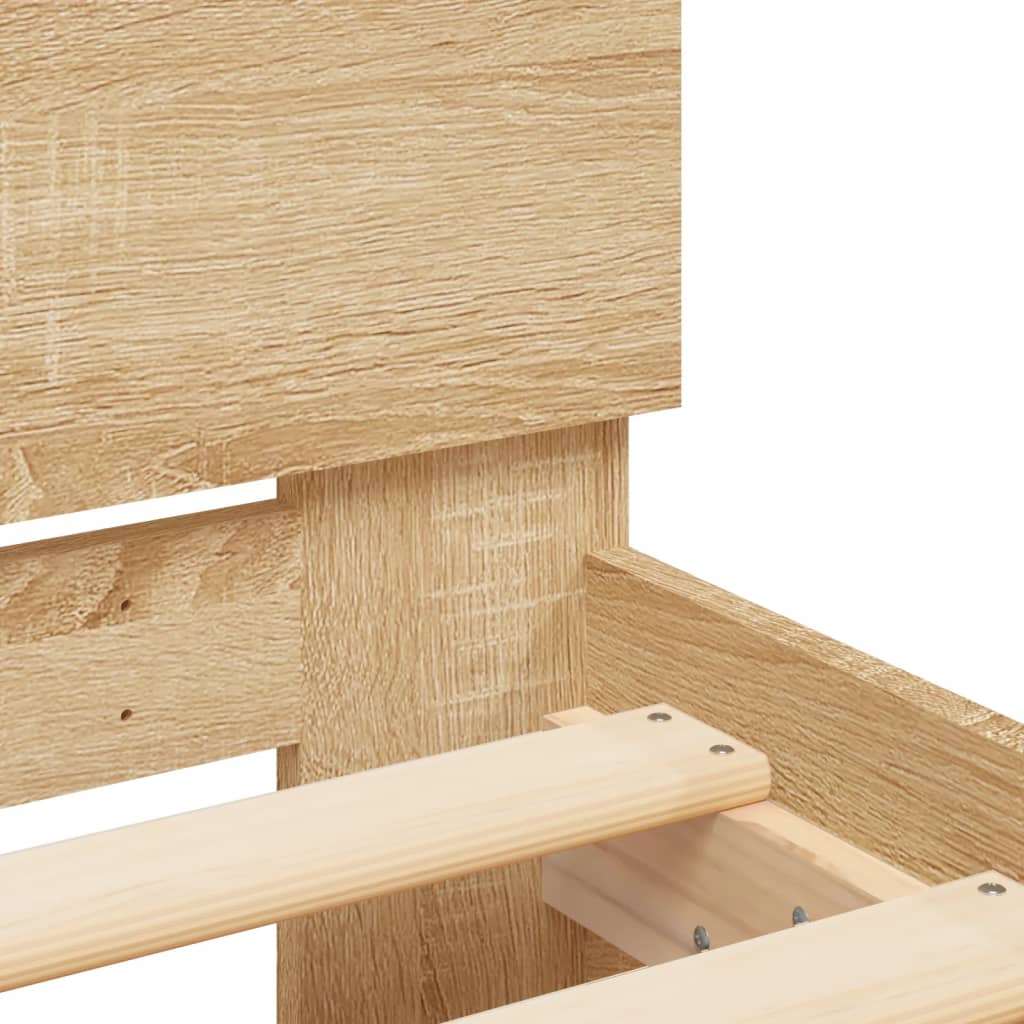 Bedframe met hoofdeinde sonoma eikenkleurig 120x190 cm is nu te koop bij PeponiXL, paradijselijk wonen!