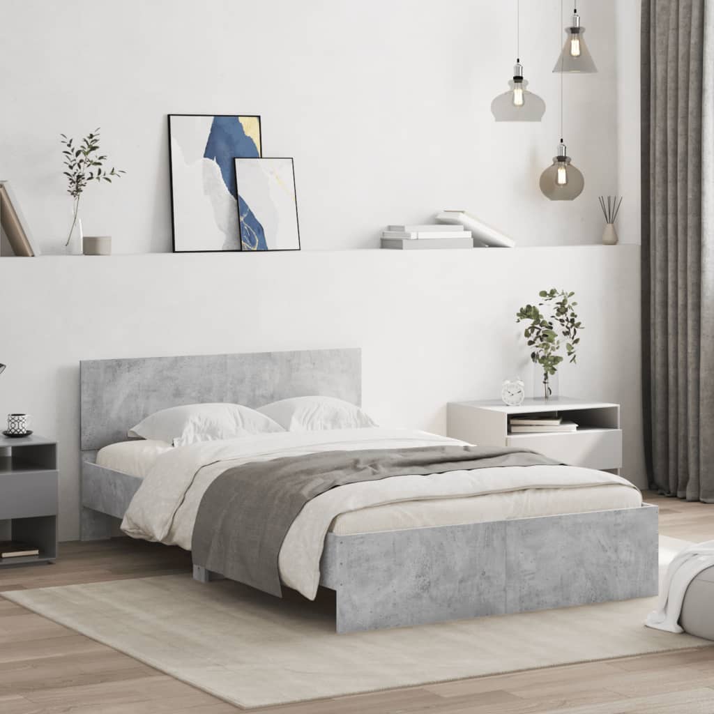 Bedframe met hoofdeinde betongrijs 120x190 cm is nu te koop bij PeponiXL, paradijselijk wonen!