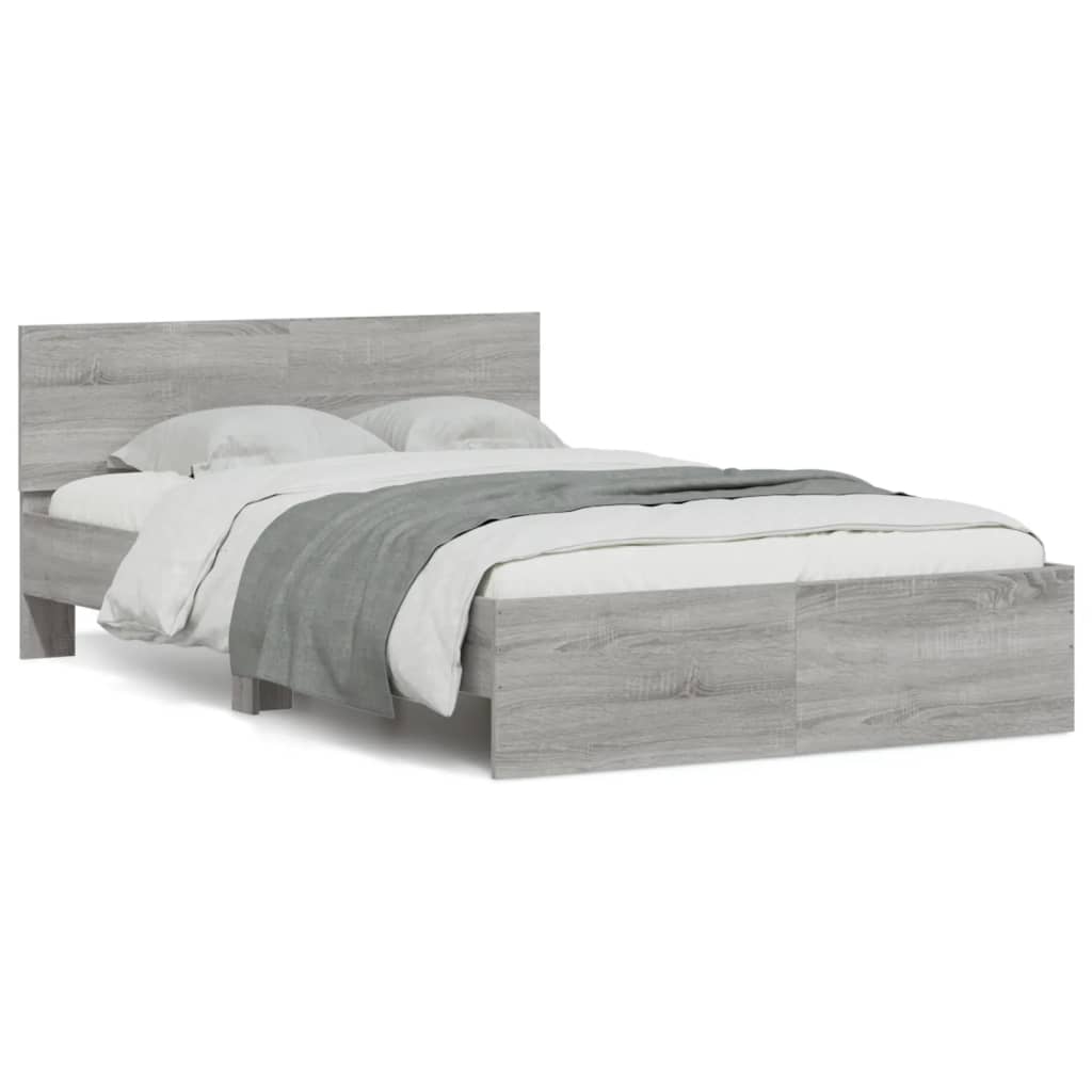 Bedframe met hoofdeinde grijs sonoma eikenkleurig 120x190 cm is nu te koop bij PeponiXL, paradijselijk wonen!