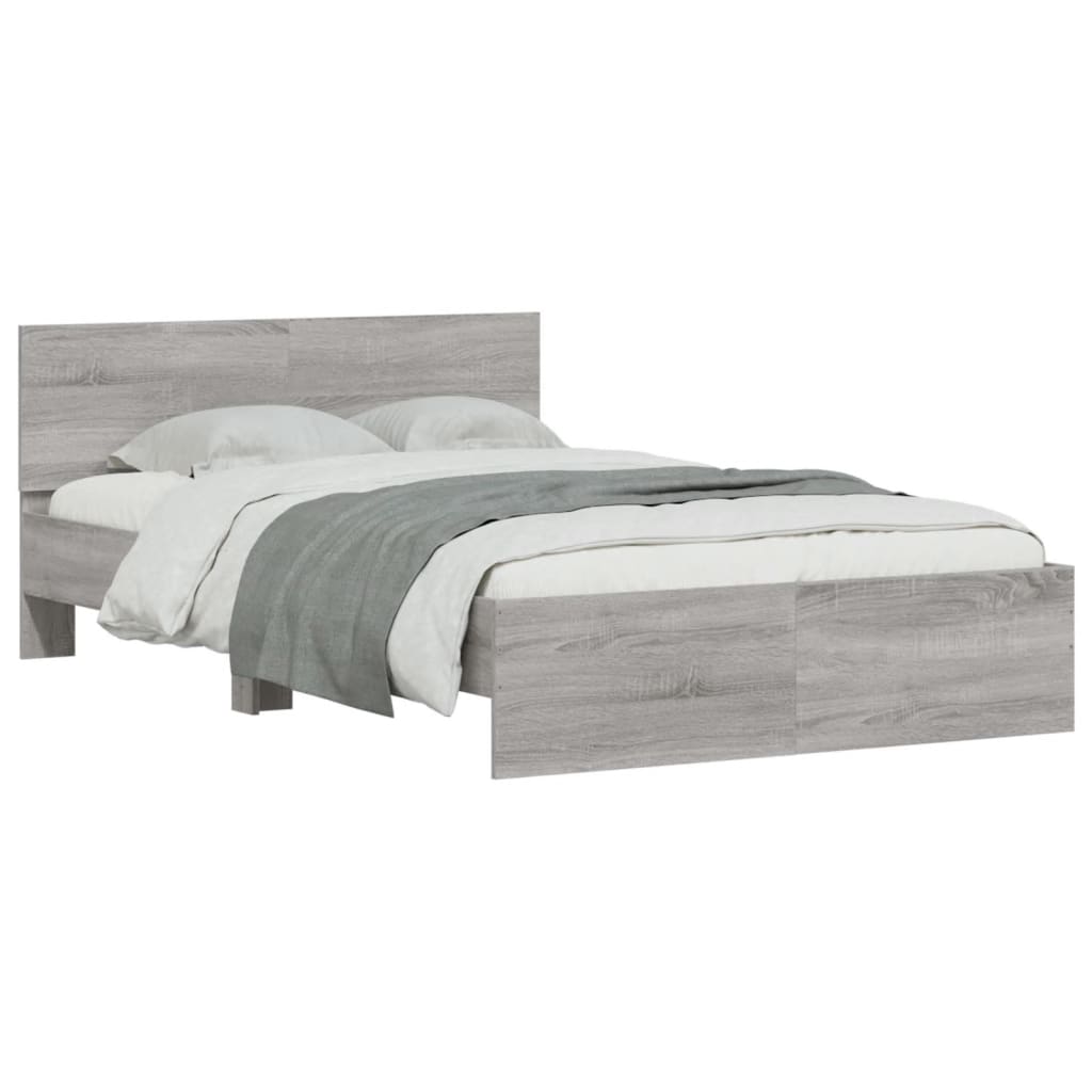 Bedframe met hoofdeinde grijs sonoma eikenkleurig 120x190 cm is nu te koop bij PeponiXL, paradijselijk wonen!