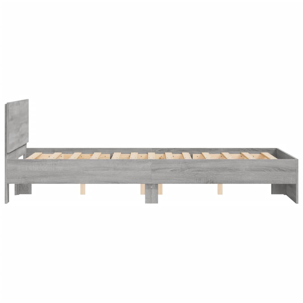 Bedframe met hoofdeinde grijs sonoma eikenkleurig 120x190 cm is nu te koop bij PeponiXL, paradijselijk wonen!