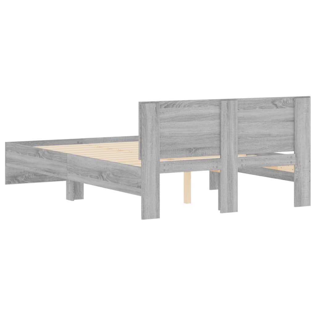 Bedframe met hoofdeinde grijs sonoma eikenkleurig 120x190 cm is nu te koop bij PeponiXL, paradijselijk wonen!