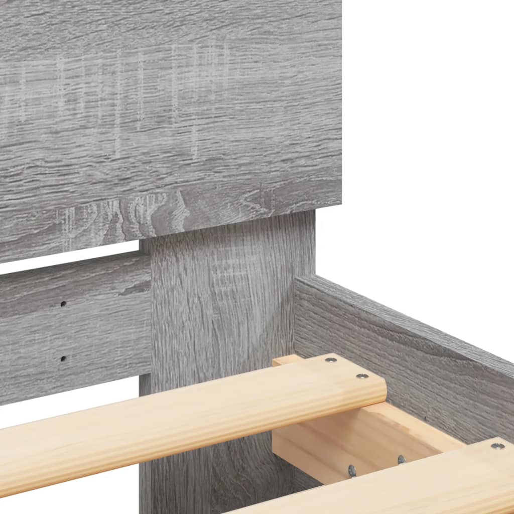 Bedframe met hoofdeinde grijs sonoma eikenkleurig 120x190 cm is nu te koop bij PeponiXL, paradijselijk wonen!