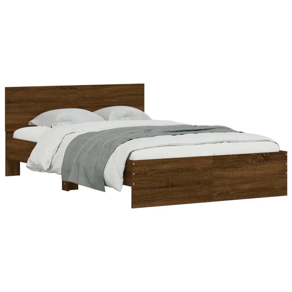 Bedframe met hoofdeinde bruin eikenkleur 120x190 cm is nu te koop bij PeponiXL, paradijselijk wonen!