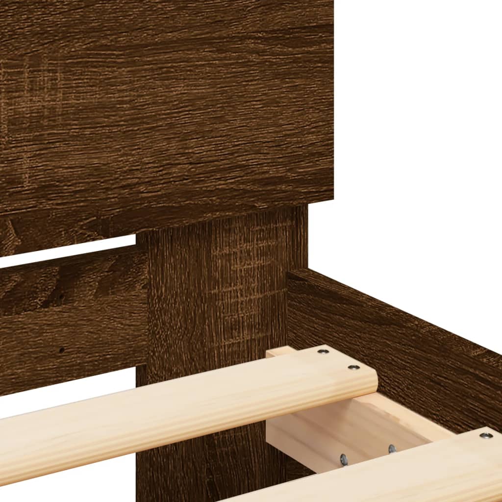 Bedframe met hoofdeinde bruin eikenkleur 120x190 cm is nu te koop bij PeponiXL, paradijselijk wonen!
