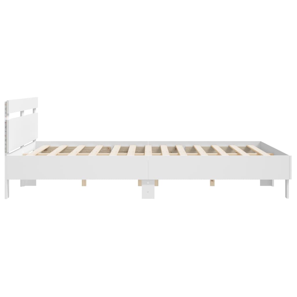 Bedframe met hoofdeinde en LED-verlichting wit 200x200 cm is nu te koop bij PeponiXL, paradijselijk wonen!