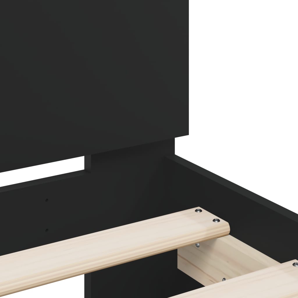 Bedframe met hoofdeinde en LED-verlichting zwart 200x200 cm is nu te koop bij PeponiXL, paradijselijk wonen!