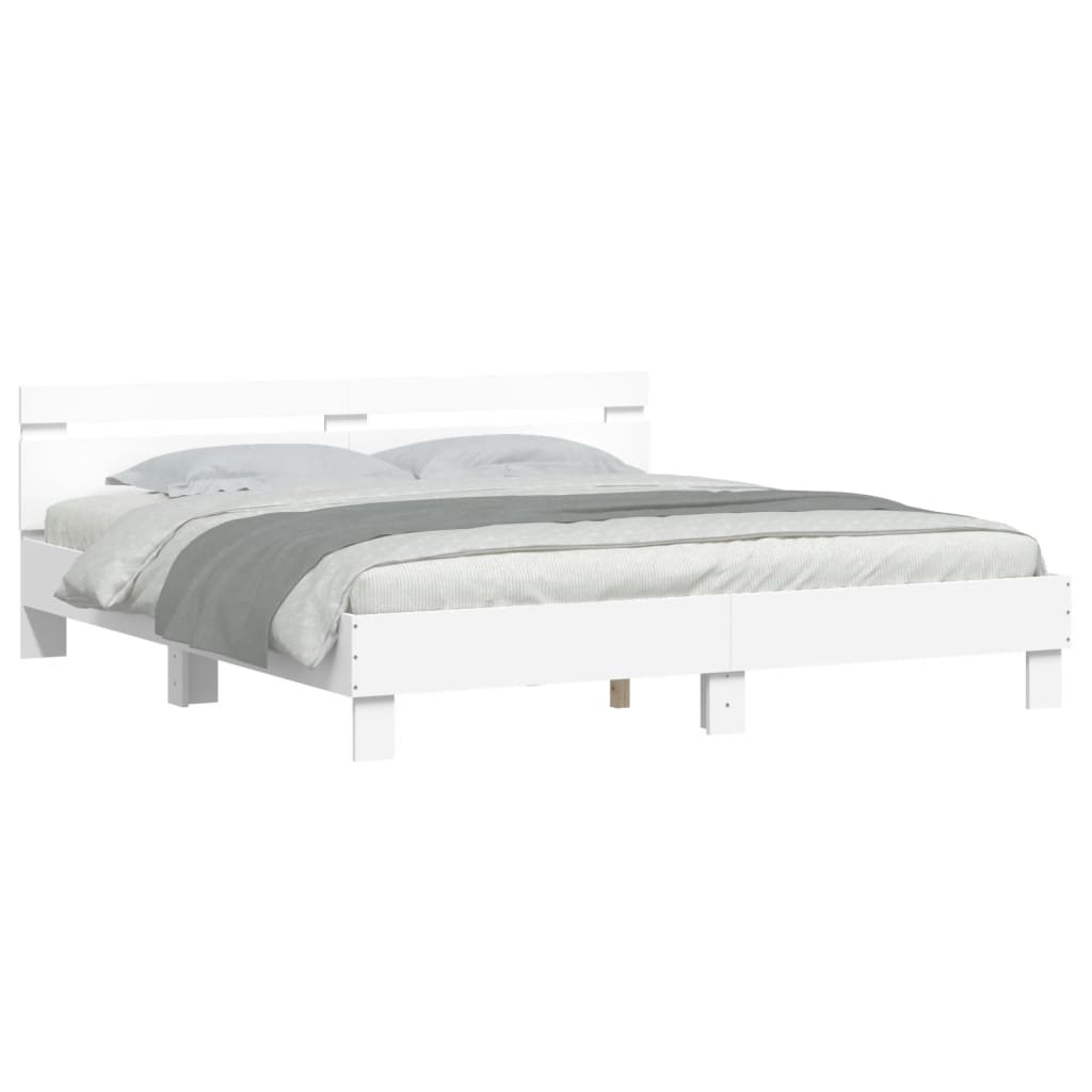 Bedframe met hoofdeinde en LED wit 180x200 cm is nu te koop bij PeponiXL, paradijselijk wonen!