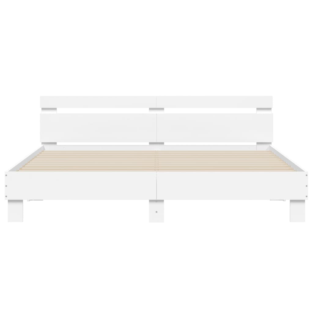 Bedframe met hoofdeinde en LED wit 180x200 cm is nu te koop bij PeponiXL, paradijselijk wonen!