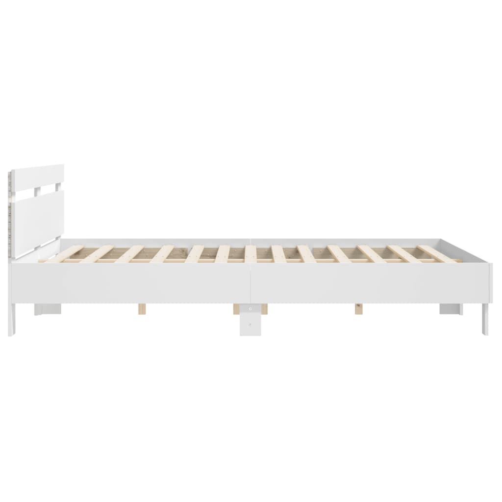 Bedframe met hoofdeinde en LED wit 180x200 cm is nu te koop bij PeponiXL, paradijselijk wonen!