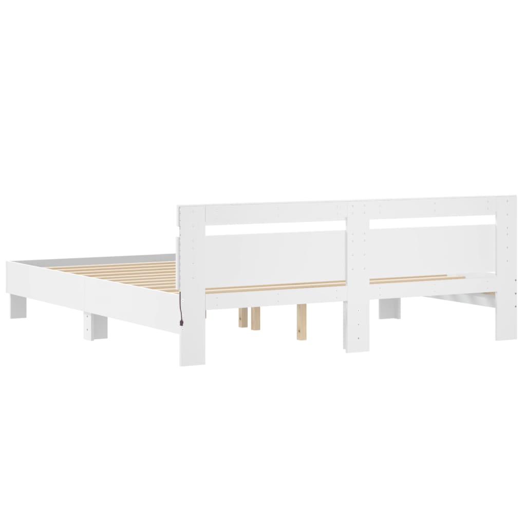 Bedframe met hoofdeinde en LED wit 180x200 cm is nu te koop bij PeponiXL, paradijselijk wonen!