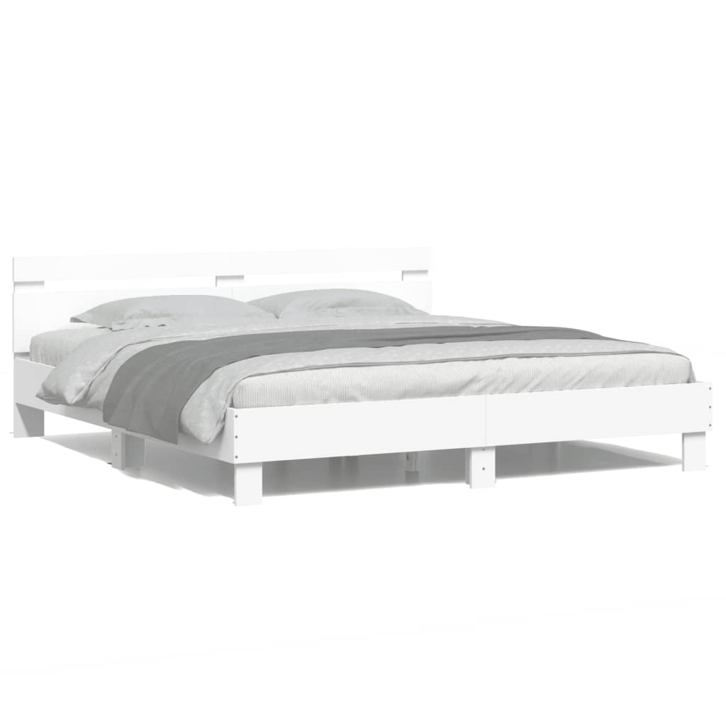 Bedframe met hoofdeinde en LED wit 180x200 cm is nu te koop bij PeponiXL, paradijselijk wonen!